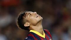 Neymar durante la goleada del Bar&ccedil;a contra el Santos en el Trofeo Joan Gamper.