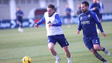 Rubén Peña, junto a Rubén García,durante un entrenamiento.