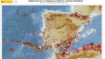 Mapa de sismicidad de España, que incluye las zonas con mayor riesgo. Foto: Instituto Geográfico Nacional (IGN)