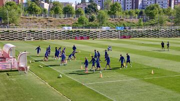 La plantilla del Rayo, durante un entrenamiento.