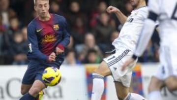 El Barça B aprovechó la expulsión de Álex para remontar.