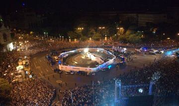 A view over Cibeles as Real Madrid celebrated their 2014 Champions League triumph