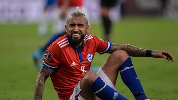 Futbol, Brasil vs Chile.
Clasificatorias al mundial de Catar 2022.
El jugador de Chile Arturo Vidal, es fotografiado contra Brasil durante el partido por las clasificatorias al Mundial de Catar 2022 realizado en el Estadio Maracana
Rio de Janeiro, Brasil.
24/03/2022
Thiago Ribeiro/AGIF/Photosport
Football, Brazil vs Chile.
2022 World cup Qatar qulifying match.
Chile's player Arturo Vidal,is pictured against Brazil during the 2022 Qatar World Cup qualifier football match at Maracana stadium Rio de Janeiro, Brasil.
03/24/2022
Thiago Ribeiro/AGIF/Photosport