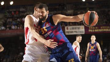 Nikola Mirotic, durante el partido de la eurolgia que ha enfrentado al Barcelona y al Estrella Roja