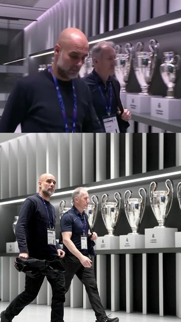La imagen del morbo: vean lo que hizo Guardiola al pasar por las 15 Champions del Madrid