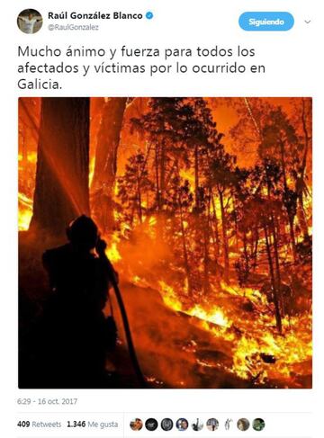 La solidaridad del mundo del deporte con los incendios de Galicia, Asturias y Portugal