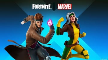 Arte oficial de los skins Gambito y P&iacute;cara de los X-Men de Marvel en Fortnite