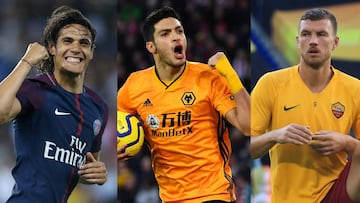 Cavani, Raúl Jiménez y Dzeko.