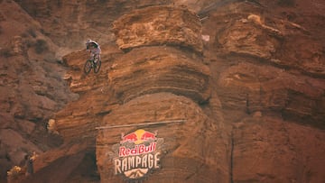 Luke Whitclock practices at Red Bull Rampage in Virgin, Utah, USA on October 08, 2024. //