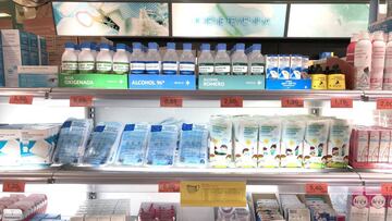 Imagen de un estante de Mercadona donde ya se venden mascarillas para niños y niñas de entre 6 y 9 años.