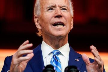 U.S. President-elect Joe Biden delivers a pre-Thanksgiving speech at his transition headquarters in Wilmington, Delaware, U.S., November 25, 2020.