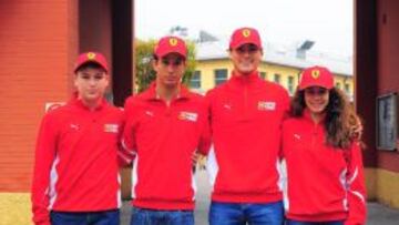 Los cuatro elegidos para el Campus Ferrari en Maranello. De izq. a dcha: Jack McCarthy, Murilo della Coletta, Javier Cobi&aacute;n y Marta Garc&iacute;a.