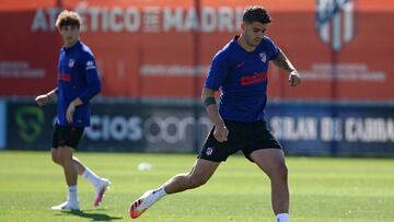 Morata durante un entrenamiento con el Atlético.