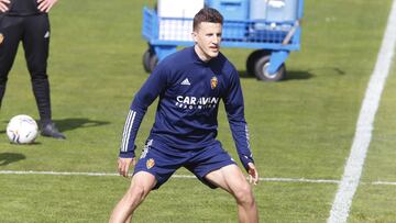 Carlos Nieto, durante el entrenamiento de esta tarde.