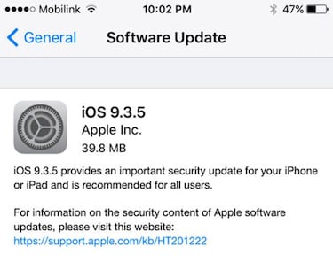 Instala iOS 9.3.5 si quieres proteger tu iPhone