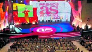<b>ESCENARIO 2008. </b>Así de espectacular lucía el escenario del Palacio de Congresos de la Castellana el año pasado, en la entrega de los II Premios AS del Deporte.