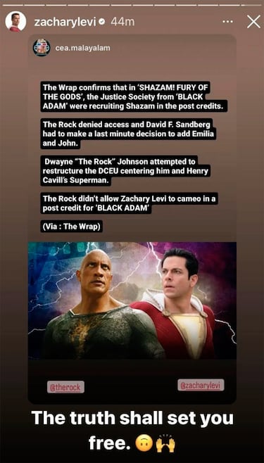 Zachary Levi acusa a Dwayne Johnson de bloquear cameos y vínculos entre Shazam 2 y Black Adam