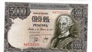 Este fue el primer diseño del billete de 5.000 pesetas