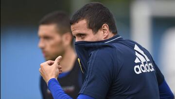 Christian Fernández entrenando.