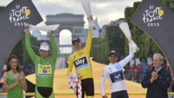 Peter Sagan, Christopher Froome y Nairo Quintana.