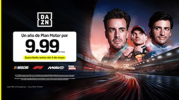 Plan Motor de DAZN: toda la F1, MotoGP y más por solo 9,99 euros mensuales en su página web.