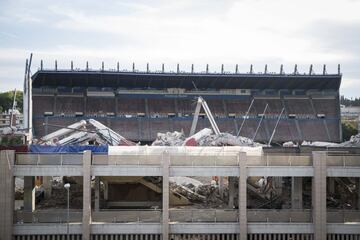 Aspecto de la demolición del Estadio Vicente Calderón a 6 de agosto de 2019.
