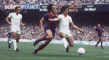 Pirri, Heredia y Goyo Benito, en el Camp Nou.