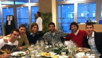 Florentino, con sus plantillas en la comida de Navidad