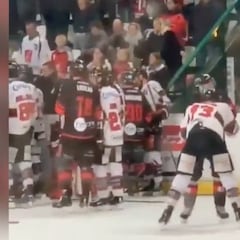 En las peleas de hockey se han visto cabezazos, puñetazos, patadas... ¡y ahora llaves de judo!