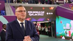 22 November 2022, Qatar, Doha: Soccer: World Cup, Mexico - Poland, Preliminary round, Group C, Matchday 1, Stadium 974, Coach Czeslaw Michniewicz of Poland is waiting for the match to start. Photo: Christian Charisius/dpa (Photo by Christian Charisius/picture alliance via Getty Images)