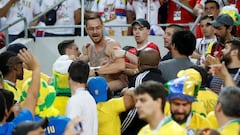 Ugly scenes in the stands during Serbia 0 - 2 Brazil