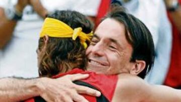 <b>BAZA. </b>Sánchez Vicario y Rafa Nadal, en una eliminatoria reciente.