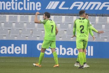 Mula celebra su gol ante el Sabadell la campaña pasada.