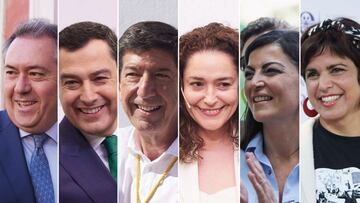 Montaje fotográfico con los candidatos de las elecciones al Parlamento de Andalucía. De izquierda a derecha: Juan Espadas (PSOE), Juan Manuel Moreno (PP), Juan Marín (Ciudadanos), Inmaculada Nieto (Por Andalucía), Macarena Olona (Vox) y Teresa Rodríguez (Adelante Andalucía). El 19 de junio se celebrarán en Andalucía las elecciones autonómicas, convocadas el pasado 25 de abril por el presidente de la Junta, Juan Manuel Moreno, en el que constituye el segundo adelanto electoral de la comunidad autónoma.
06 JUNIO 2022
Europa Press
06/06/2022