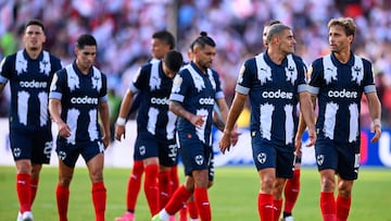 German Berterame and Sergio Canales of Monterrey during the FIFA Club World Cup 2025 Group - E match between CA River Plate and CF Monterrey at Rose Bowl Stadium on June 21, 2025 in Pasadena, California, United States.