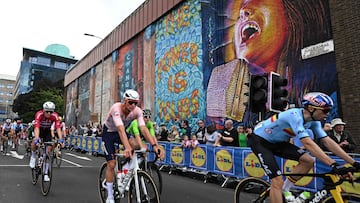 Imagen de la prueba masculina en ruta de los Mundiales de Ciclismo de Glasgow 2023.