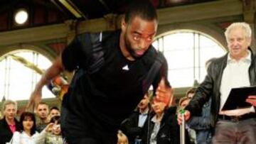 <b>SALIDA. </b>Gay, durante un test para medir la velocidad de reacción.