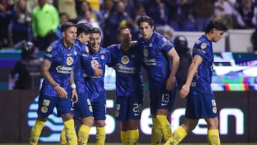 Alejandro Zendejas celebrates his goal 0-1 of Puebla during the 6th round match between Puebla and America as part of the Liga BBVA MX, Torneo Clausura 2025 at Cuauhtemoc Stadium, on February 07, 2025 in Puebla, Mexico.