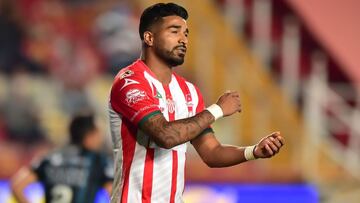 Rodrigo Aguirre of Necaxa during the game Necaxa vs Queretaro, corresponding to the 15th round match of the Torneo Guard1anes Clausura 2021 of the Liga BBVA MX, at Victoria Stadium, on April 16, 2021.   &lt;br&gt;&lt;br&gt;   Rodrigo Aguirre de Necaxa dur