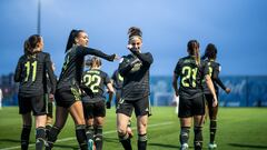 Esther celebra uno de sus goles al Madrid CFF en la jornada 14 de la Liga F.