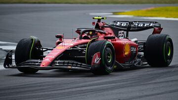 Ferrari's Spanish driver Carlos Sainz Jr drives during the third practice session ahead of the Formula One British Grand Prix at the Silverstone motor racing circuit in Silverstone, central England on July 8, 2023. (Photo by Ben Stansall / AFP)