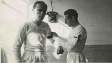 Di Stéfano, junto a Gento en su etapa como jugadores del Real Madrid.