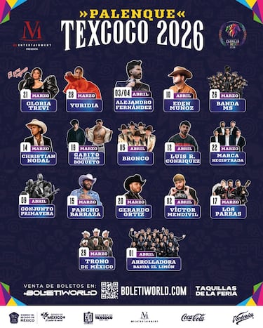 Esta es la cartelera completa del palenque de la Feria del Caballo Texcoco 2026