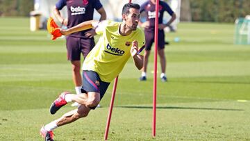Sergio Busquets, en un entrenamiento.