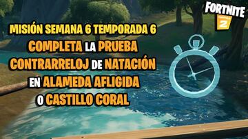 C&oacute;mo completar la prueba contrarreloj de nataci&oacute;n en Alameda Afligida o Castillo Coral en Fortnite