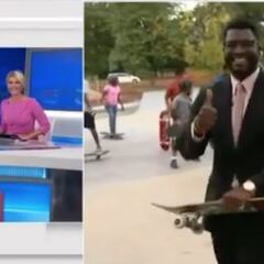 Tony Hawk convierte en viral a un reportero que se pone a patinar en directo