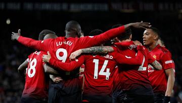Los jugadores del Manchester United celebran un gol de la victoria por 4-1 ante el Bournemouth.