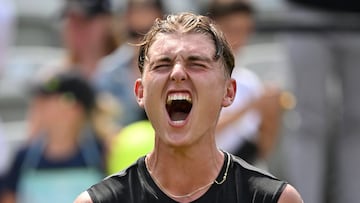 El tenista alemán Justin Engel celebra una victoria en el Torneo de Stuttgart