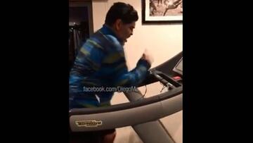 Diego Maradona dancing on a treadmill: he's hilarious!