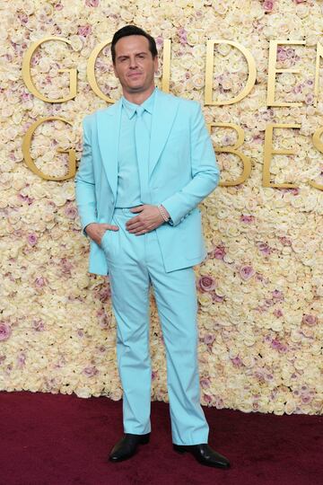 Andrew Scott posa durante la alfombra roja de los Globos de Oro 2025 celebrados en el Hotel Beverly Hilton de los Ángeles.
 